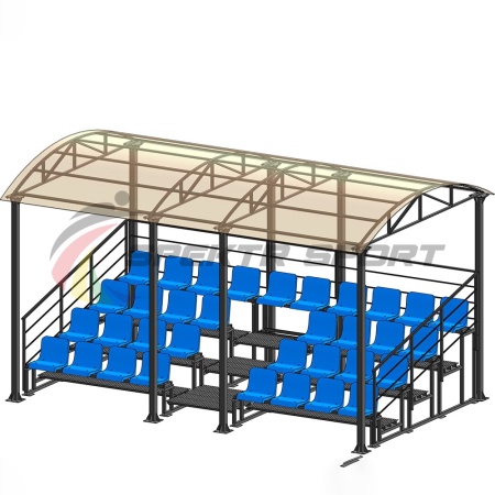 Купить Трибуна для зрителей 4 ряда на 34 места с навесом и перилами в Мытищи 